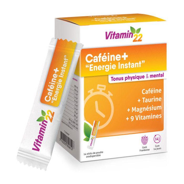 VITAMIN 22 - Caféine+ - Energie Et Vitalité Quotidienne - Sans Gluten - Cure De 7 À 14 J - 14 Sticks