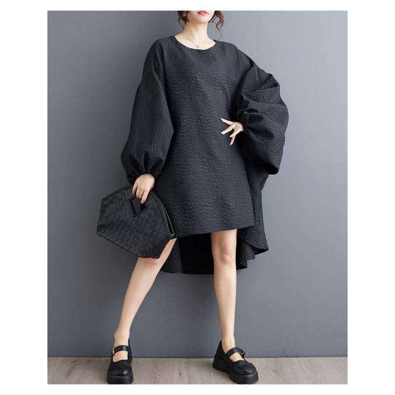 New Loose Fashion Craft Cloth Casual Temperament Lantern Sleeve Irregular Dresses