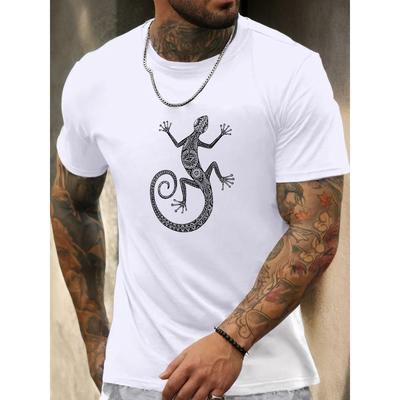 Men'S Lizard Pattern Summer Casual Short-Sleeve T-Shirt