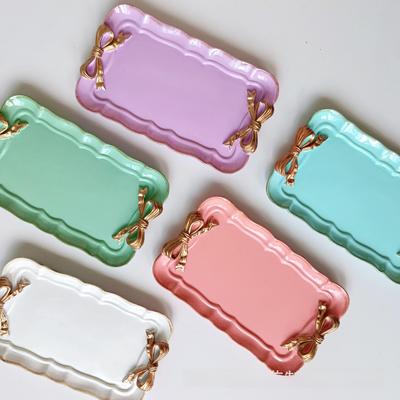 Retro Resin Dessert & Jewelry Tray - Japanese-Inspired Fruit and Pastry Plate Ornament