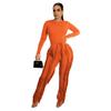 European and American Women's Tassel Lace Jumpsuit Set - Solid Color Sportswear, Autumn/Winter 