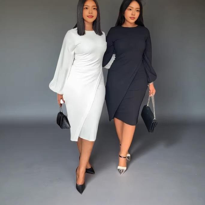 2025 Trendy European & American Women's Lantern Sleeve Autumn/Winter Dress