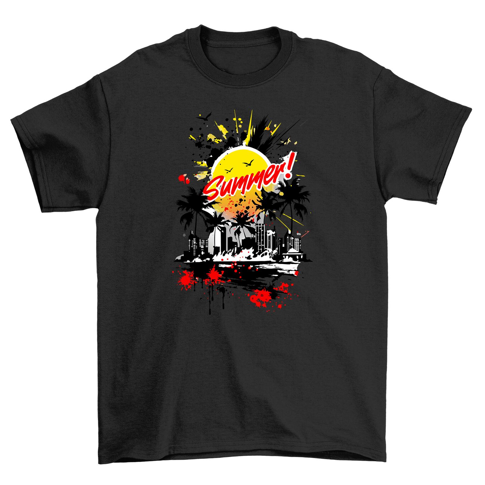

Sizzle in the Summer_76 Sunset T-Shirt Mens Womens Tees Top - Fun in the Sun! A Tee That s Tree-men M