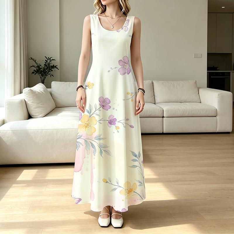 Women's Sleeveless Flowy Long Maxi Dress Lightweight,Stylish Versatile Comfort for Summer Beach Vacation & Daily Casual