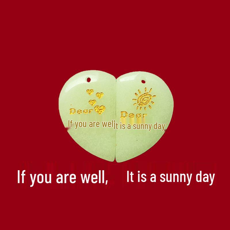 

Luminous Heart-Shaped Engraved Pendant Necklace for Couple or Best Friends Single Pendant (Pair)