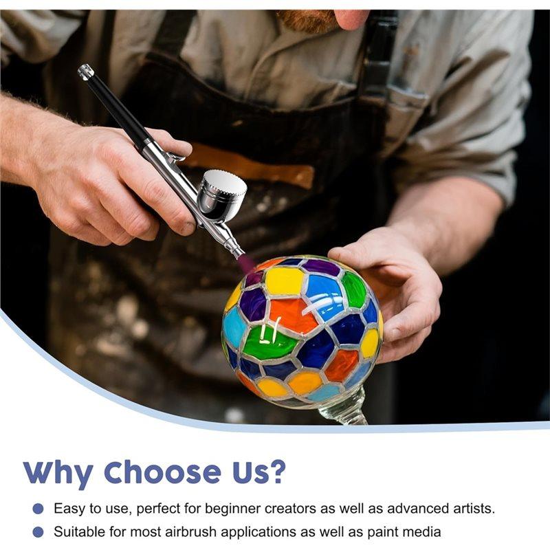 HHO-Dual-Action 0.3Mm Airbrush Gun Kit- Feed Functionality For Painting, Modeling, Cake Decorating, Makeup, Nails, Crafts