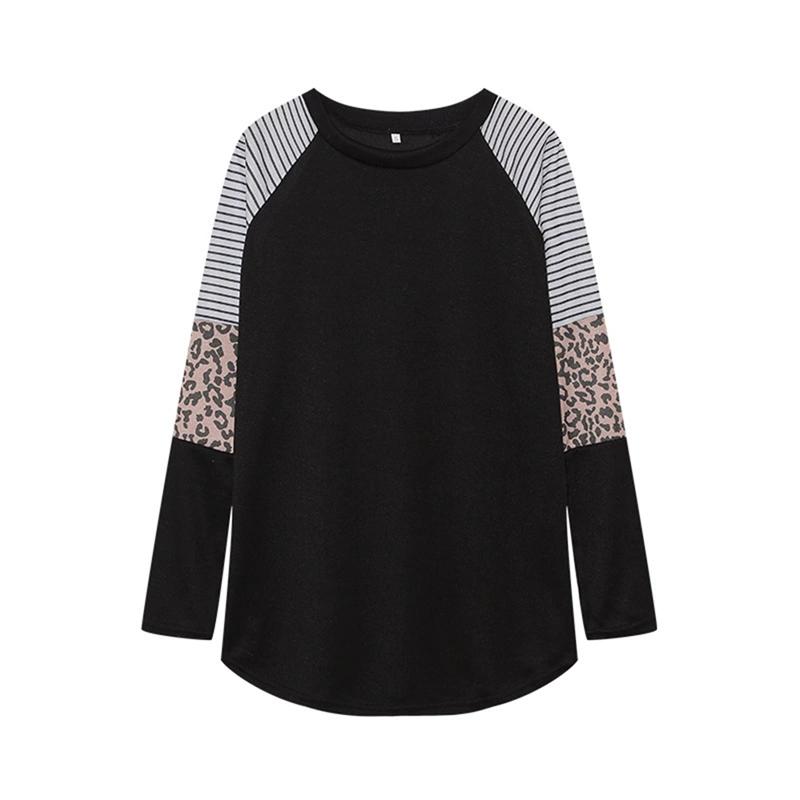 Women's Color-Blocked Stripes Round Neck Casual Long Sleeve Sweatshirt Autumn Outwear