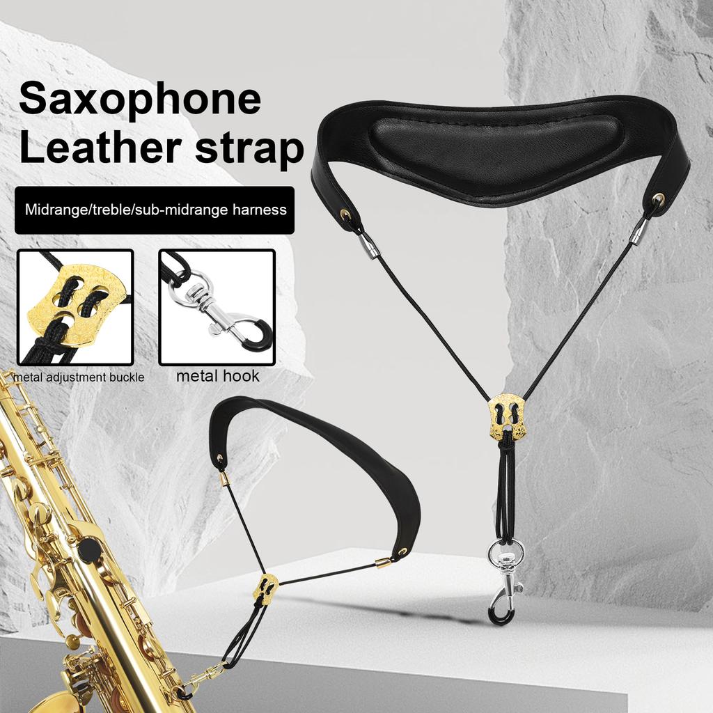 Tracolla per Sassofono Sax Cintura a Tracolla in Pelle Nera per Sassofono Contralto/Tenore/Soprano Accessori per Strumenti a Fiato