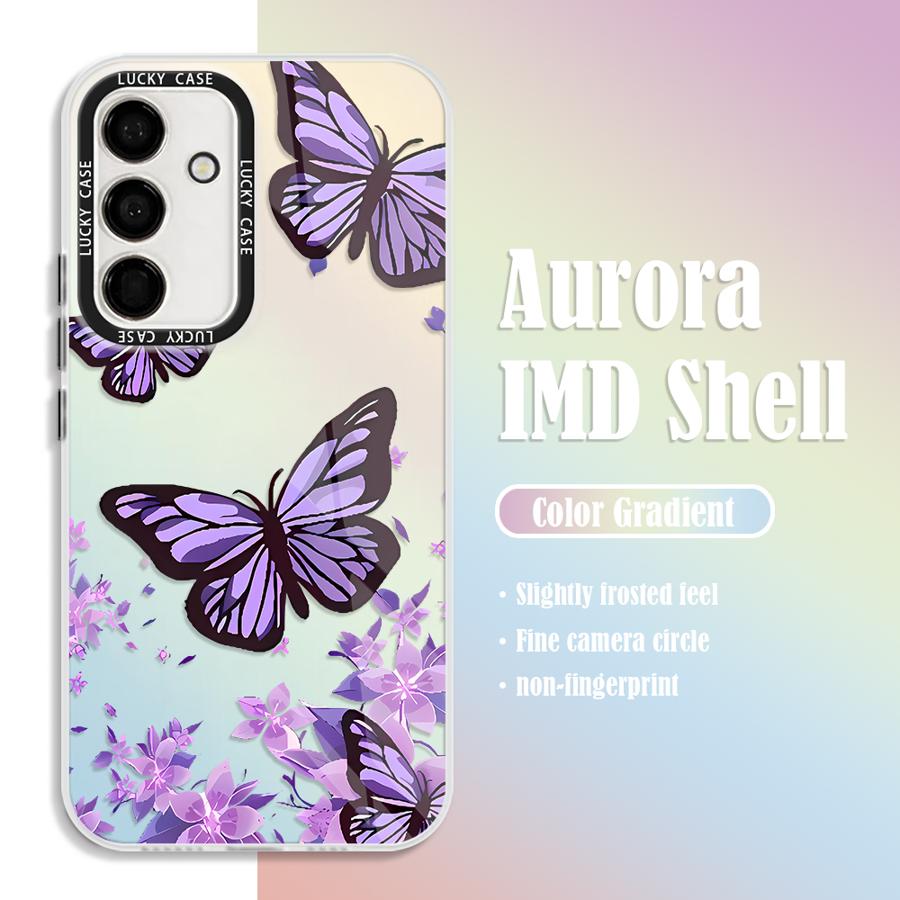 

Butterfly Printed Phone Case for Samsung Galaxy A14 A13 A23 4G A34 A33 A53 A25 A24 A54 A73 A35 A55 5G Aurora Laser Cover Galaxy A12 4G 5G