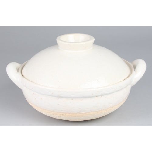 Hasegawa Healthy Earthenware Steamer, Large, 31 Cm, 3000 Ml Capacity, Serves 3-5, Direct Heat Only, White, Iga Ware, Made In Japan, ZW-19