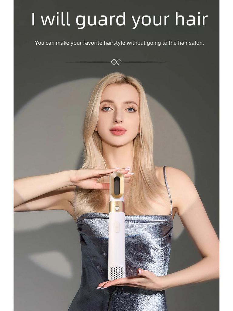 5-in-1 Hot Air Comb: Automatic Curler & Straightener, Constant Temperature, Hair-Safe Styling Comb, Powerful Hair Dryer
