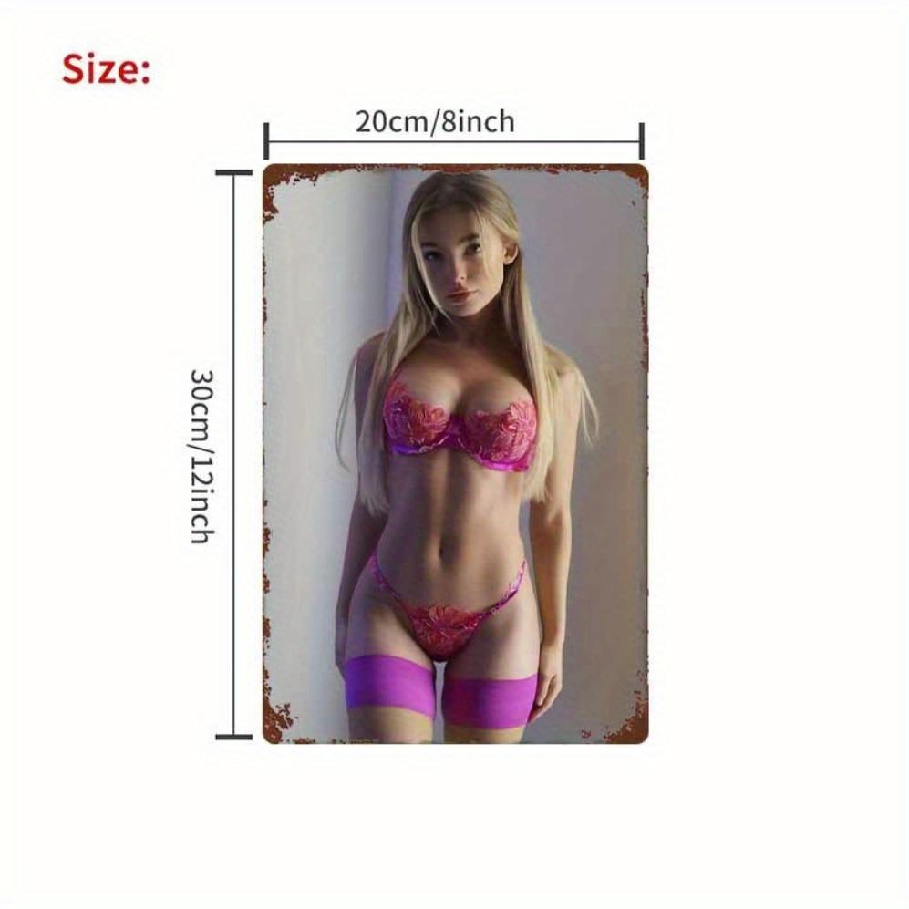 Sexy Tin Sign Pink Lingerie Vintage Metal Wall Decor for Bedroom Bar Garage Outdoor Rustproof Home Art Sign