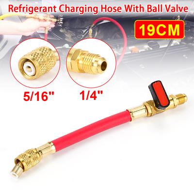 R134A Car Refrigeration Air Conditioning AC Diagnostic Manifold Pressure Gauge Hoses Tool With Ball Valve Tricolor Tube Kit