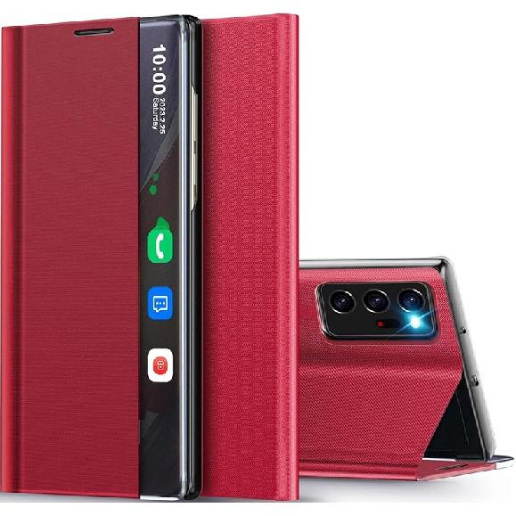 for Samsung Galaxy Note 20 Ultra Case View Clear Smart Window, with Kickstand for Samsung Note 20 Ultra Phone Case Luxury Flip Slim Mirror Hard PC