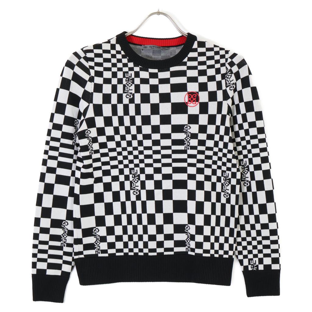 G/FORE Black x Gray 073213752 Check Long Sleeve Knit tops 36 Black x whiteUsed