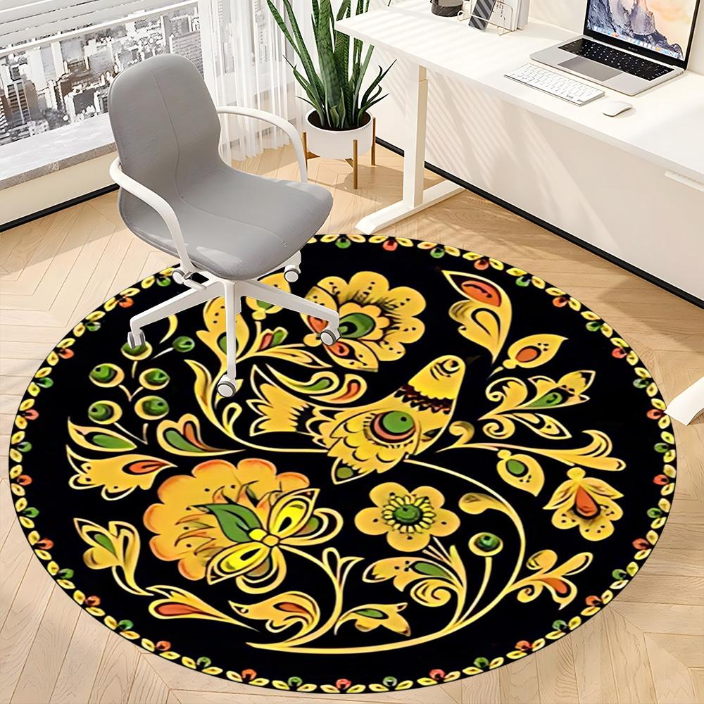 1PC Floral Pattern Chair Carpet for Office Non-Slip, Lightweight, Machine Washable Rug for Office, Sleeping, Room - Holiday Decoryy251009029