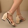 Fashion Women's High-heeled Sandals 2025 New Summer Fashion Elegant Low-cut One-word Buckle Design Open-toed High Heels Zapatos De Mujer