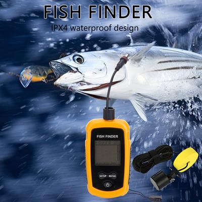 Sonda de 100 m, 45 grados de cobertura, ecosonda, alarma, transductor, detector de pesca submarina para pesca en lagos y mares.