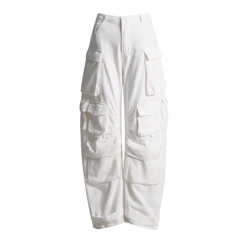 High-Waisted Street Style Multi-Pocket Denim Pants (2025)