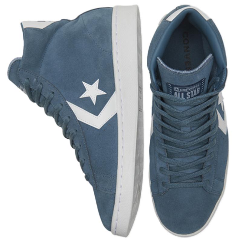 Converse Cons Pro Leather Synthetic Leather Non-slip Wear-resistant High-top Skate Shoes Unisex Blue