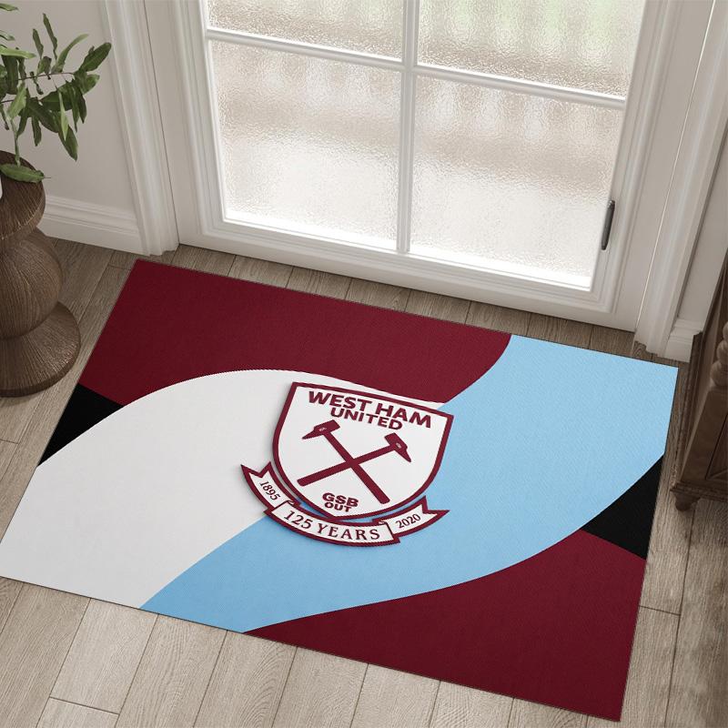 West Ham United Football Design Crystal Velvet Carpet Cozy Non?Slip Printed Rug For Bedroom Living Room Entrance