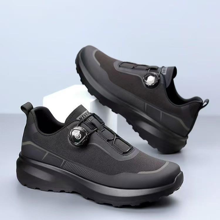 Men's shoes new rotating button men's casual shoes black commuter shoes platform non-slip outdoor sports shoes men