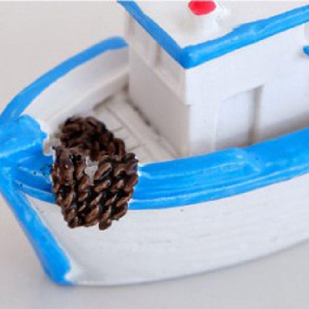 Micro Landscape Blue Boat Model Small Fishing Boat Ornament Sail Boat Figurine  Children's Room