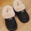 Solid Color Slip on Furry Slippers, Soft Warm Plus Fleece House Shoes with Round Toe,  Casual All-Season Slippers