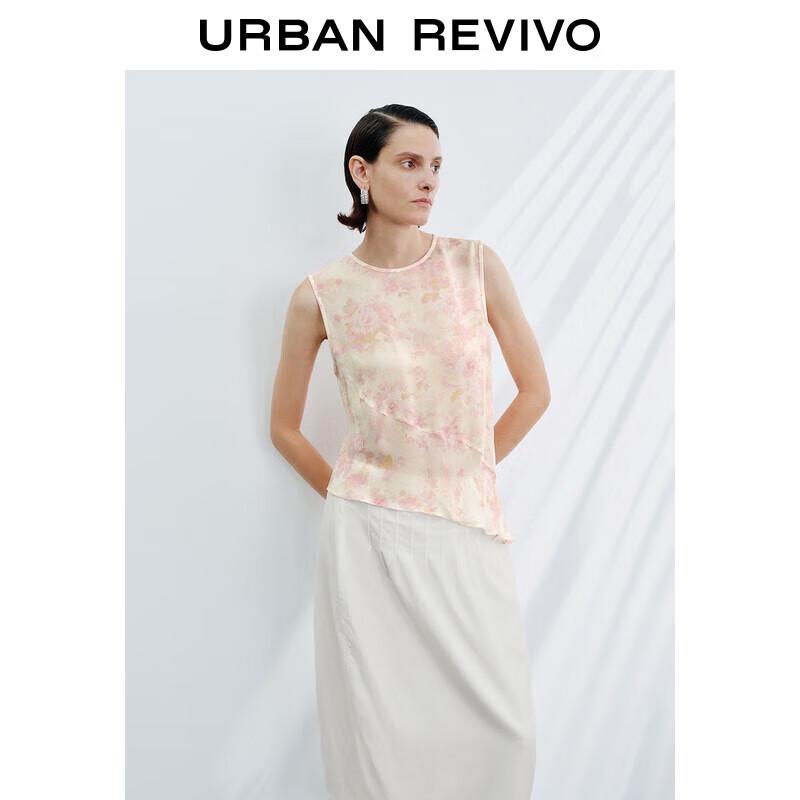 UR Women s Aurora Printed Asymmetrical Sleeveless Blouse S