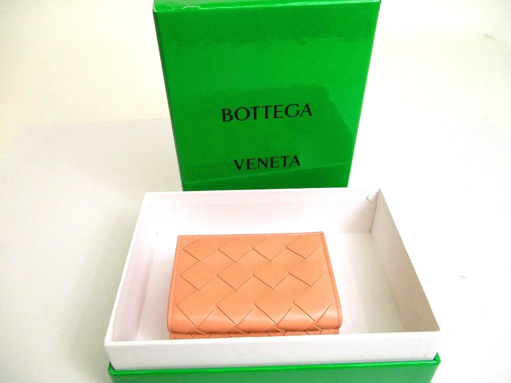 Authentic BOTTEGA VENETA Light Pink Leather Trifold Wallet Compact Wallet #b116  Open Box