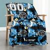 Blue Flower Volleyball Personalized Name Blanket Throw Personalized Blanket Warmthful Decor Suitable for Bedding Office Seaside Sofa
