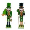 Traditional 38cm Wood Irish Nutcrackers Green Shamrock Soldier Figurines Patricks Day Puppet Home Office Tabletop Decors