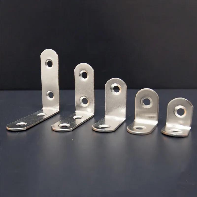 20/50/100PCS L Brackets Stainless Steel Corner Braces with Screws, 90° Right Angle Shelf Supports for Wood Furniture Accessories, Table