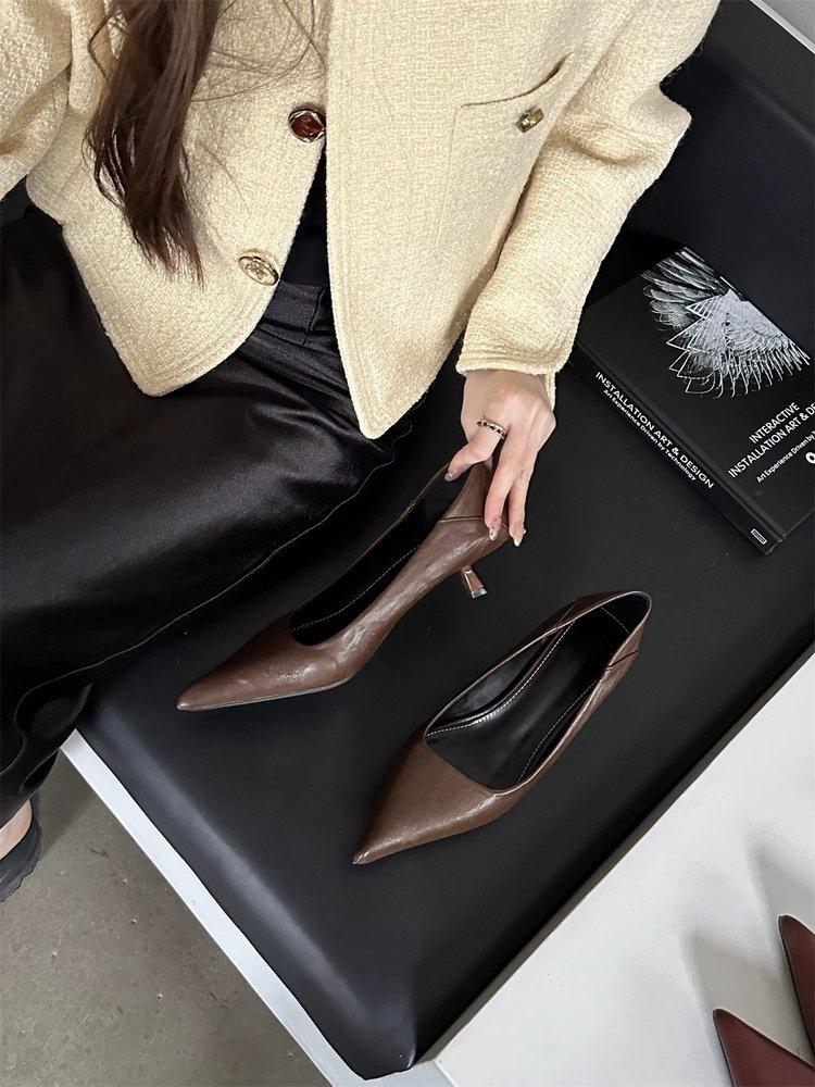 French Pointed Sexy Leopard Print Temperament Thin Heel High Heels 2025 Autumn and Winter New Versatile Commuter Light Mouth Single Shoes