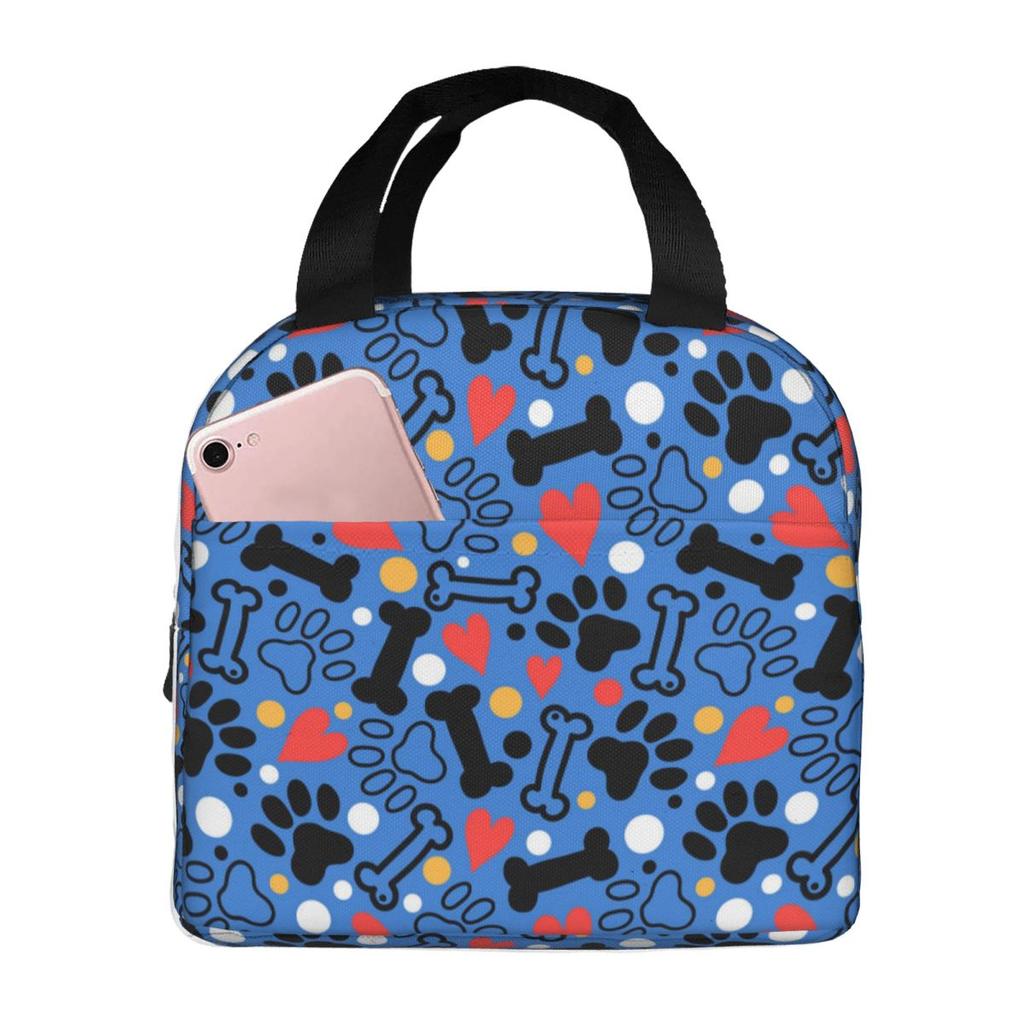 Paw And Bones Pattern Insulated Lunch Bag for Women Children Portable Food Boxes Thermal Lunch Box Tote
