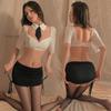Lenjerie Intimă Senzuală Man Yan: Uniformă sexy din două piese cu șnur lateral de secretară pentru joc de rol
