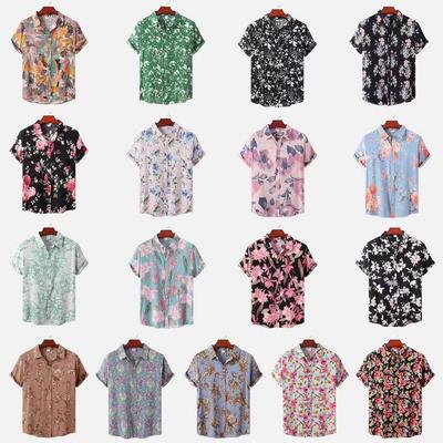 2022 Men's European Size Floral Short-Sleeve Hawaiian Beach Vacation Shirt