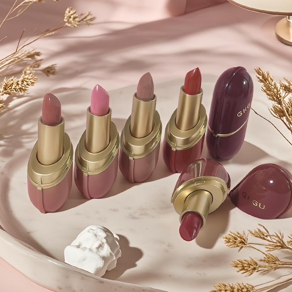 GKGU Capsule Rossetto Colorato Idratante Non Sbiadisce Non Appiccicoso Lucido con Perlescenze Lunga Durata Idratazione
