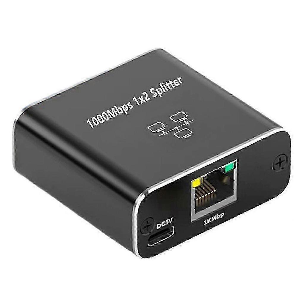 Gigabit Ethernet Splitter Network Adapter for 2 PCs and Laptops 1 in 2 Out RJ45 Splitter with 1000Mbps Speed Hwy