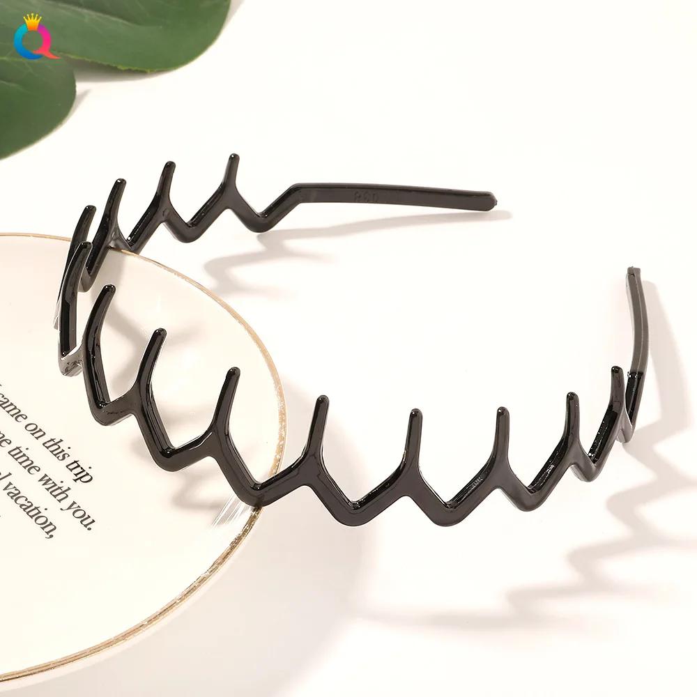 Einfaches mattes Kettengewelle gezahntes Haarband Finishing für abstehende Haare Kopfband Outdoor Haarreifen zum Gesichtwaschen Kopfbedeckung Haarschmuck