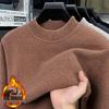 Men's Plus Velvet Thickened Pullover Sweater: Comfortable, Pure Color, Round Neck, Suitable for Middle-Aged and Young People, Autumn/Winter Wear.
