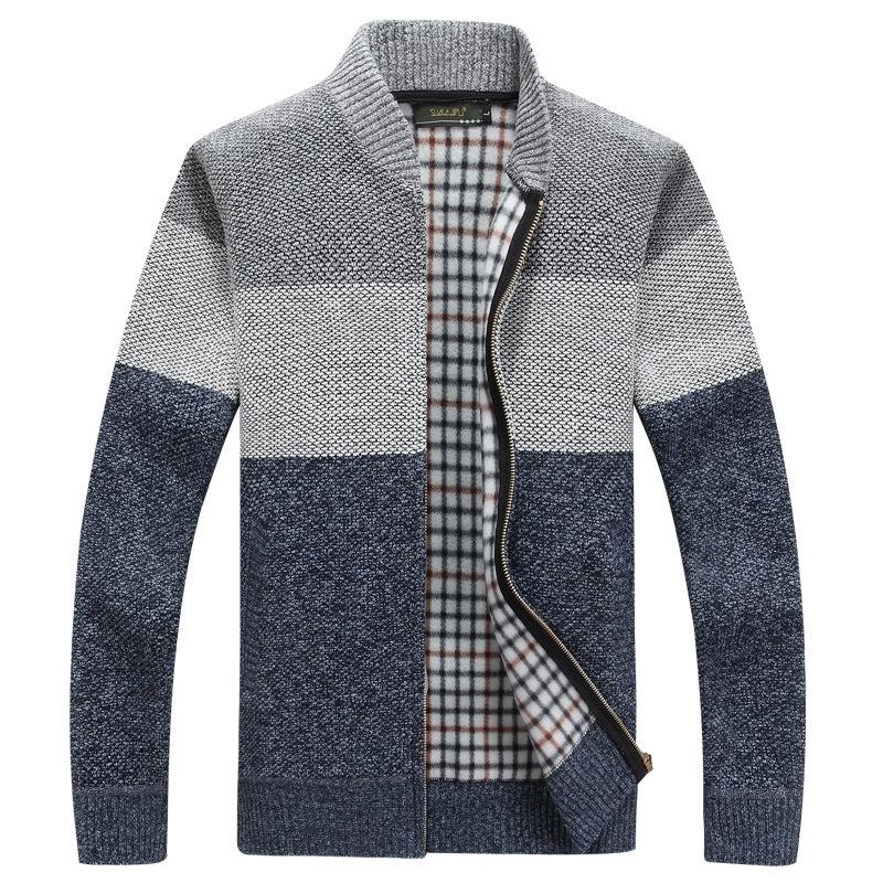 Mens Up Zip Cardigan Sweater Shawl Knitted Jumper Coat Jacket Warm Knitwear Tops