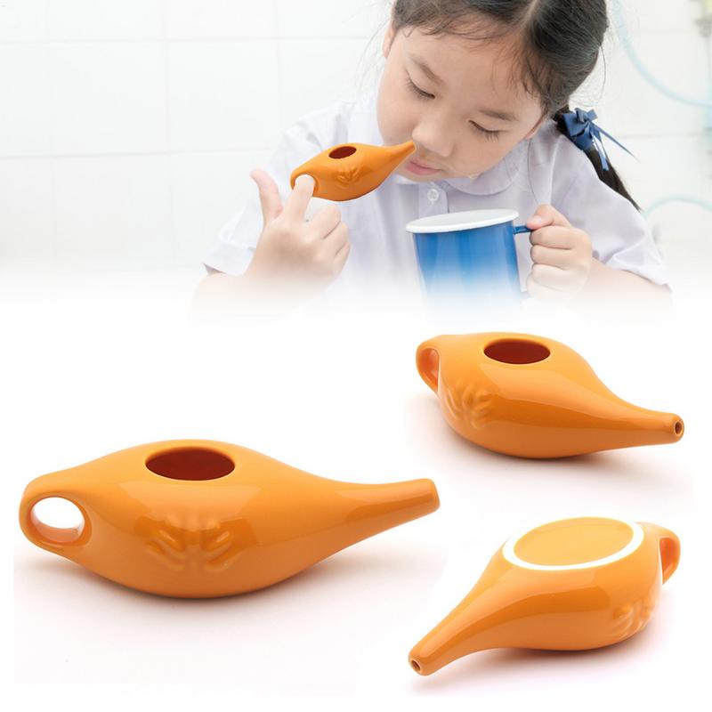 Kit de Lavage Nasal Pot Neti en Céramique Pot à Bec Confortable Pour Sinusite Rhinite Allergie Pour la Santé des Sinus