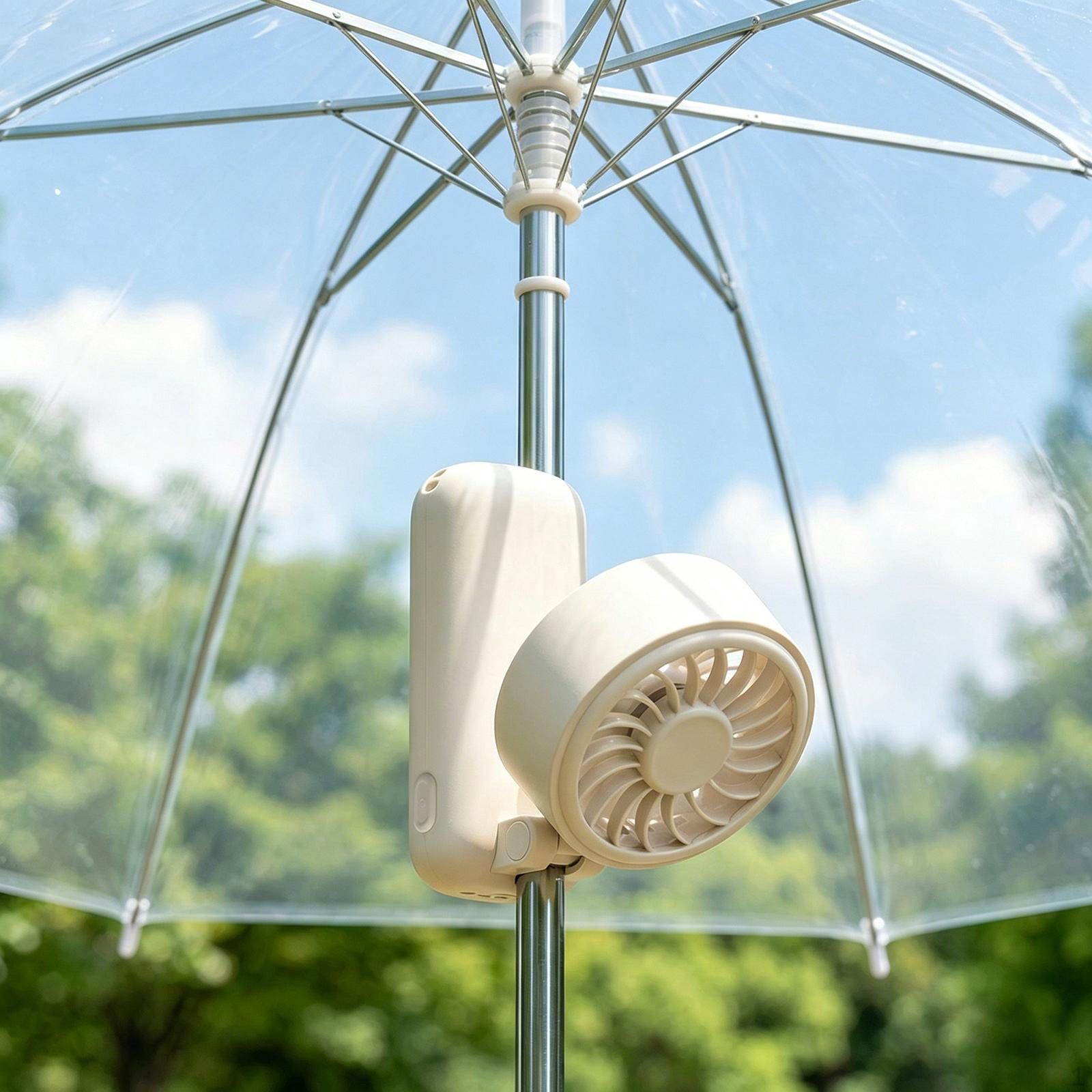 Umbrella Clip on Fan Personal Summer Equipment Strong Wind Handheld 180° Adjustable 5 Speeds
