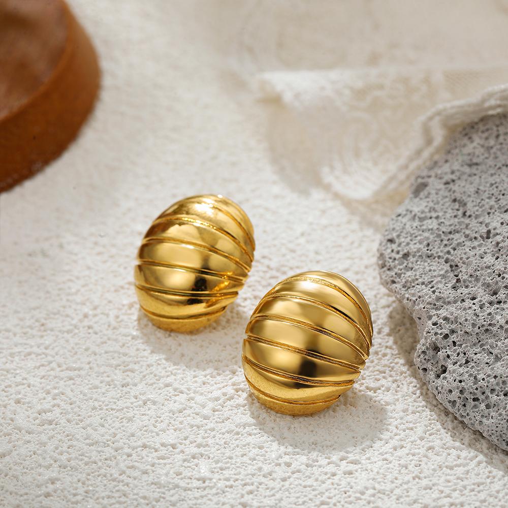 Modische glänzende dreilagige strukturierte Ohrringe mit verschlungenem Knoten für Damen, goldfarben, Edelstahl-Ohrring, Vintage-Schmuck, Geschenk