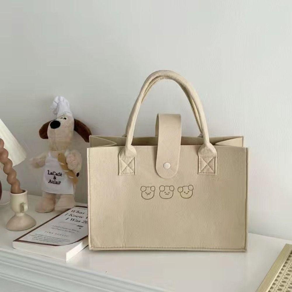 

Felt Tote Bag Large Capacity Shopping Handbag New Felt Bag Women khaki