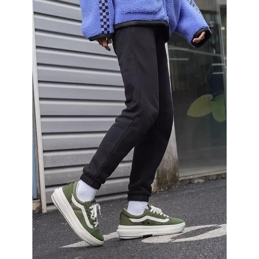 Vans Solid Color Lace-Up Cuffed Knit Sports Pants Unisex Bottoms Black VN000912BLK