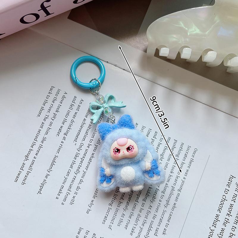 Baby Mini Three Flocking Keychain Trendy Figures Key Chain Cute Kawaii Dora Wendy Doll Keyring Bag Charms Christmas Gifts