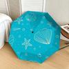 1pc Oceanic Seashells Starfish Pattern Umbrella with Plastic Handle,Suitable for All Seasons Home Travel Outdoor UmbrellaDD1797