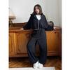 Women's Casual 2-Piece Sports Suit: Solid Color Long-Sleeve Zipper Cardigan with Drawstring Hood + Elastic-Waist Pants